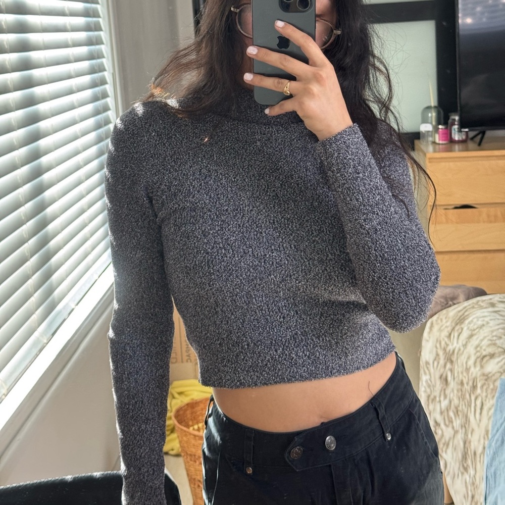 Urban Outfitters Charcoal Knit Crop Top